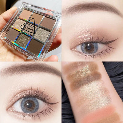 Paleta de Sombras Nueve Colores - Tonos Fríos y Cálidos con Acabado Shimmer y Matte - Image 15