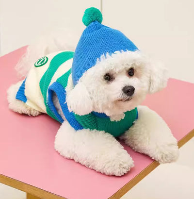 Abrigo Tejido con Capucha a Rayas para Mascotas - Image 11