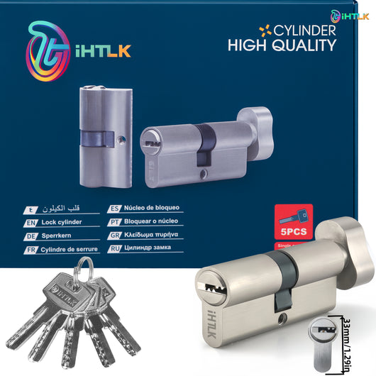 Cilindro de Cerradura Estándar Europeo 70mm con 5 Llaves - Acero Inoxidable - Image 9