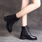 Botas Cortas de Cuero y Terciopelo Estilo Británico con Tacón Grueso
