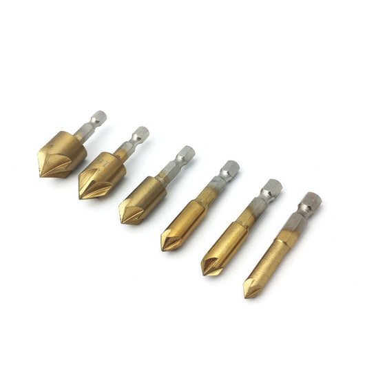 Set de 6 Brocas Escalonadas para Madera con Cuchilla Achaflanadora