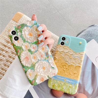 Funda para Teléfono con Diseño de Margaritas al Óleo - Image 2