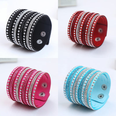 Pulsera de Cuero Flanela con Diamantes Brillantes - Image 10