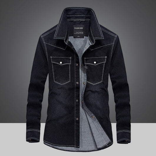 Camisa Denim de Manga Larga para Hombre - Estilo Casual Outdoor - Image 12