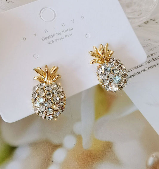 Aretes Colgantes de Piña con Diamantes