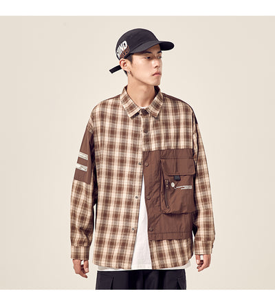 Camisa Cuadros Holgada con Bolsillos Cosidos y Hombros Caídos - Image 2