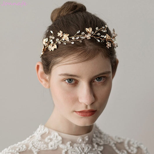 Diadema Nupcial Ramas de Cristal con Hojas Doradas - Diseño Elegante Natural - Image 4
