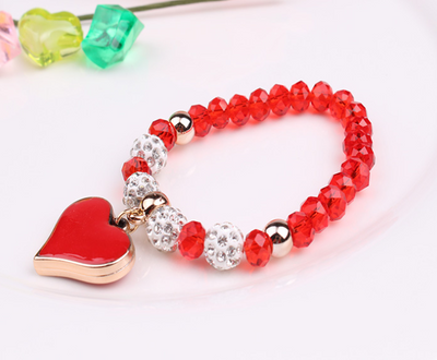 Pulsera Elástica de Cristal con Corazón - Brazalete Ajustable - Image 5