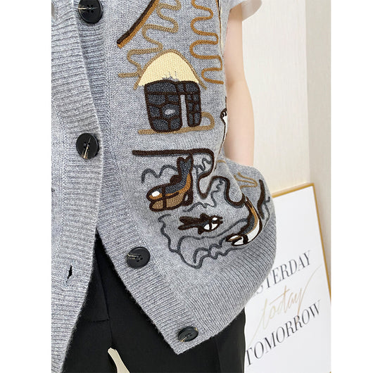 Cardigan Mujer Cuello V con Bordados Artesanales - Image 11