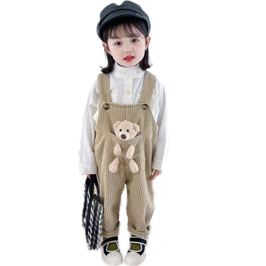 Overol de Pana Pocket Bear Versión Coreana para Niños y Niñas - Image 8