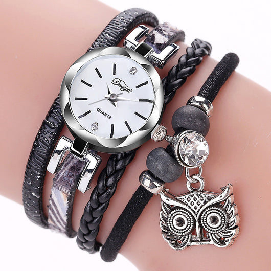 Pulsera Reloj con Dije de Búho Tejido a Mano - Image 10