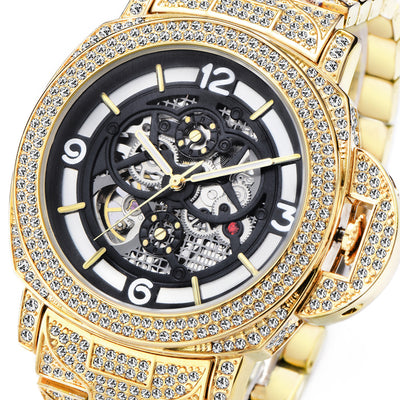 Reloj Mecánico Hombre Diamante Completo Fondo Hueco Luminoso - Image 12