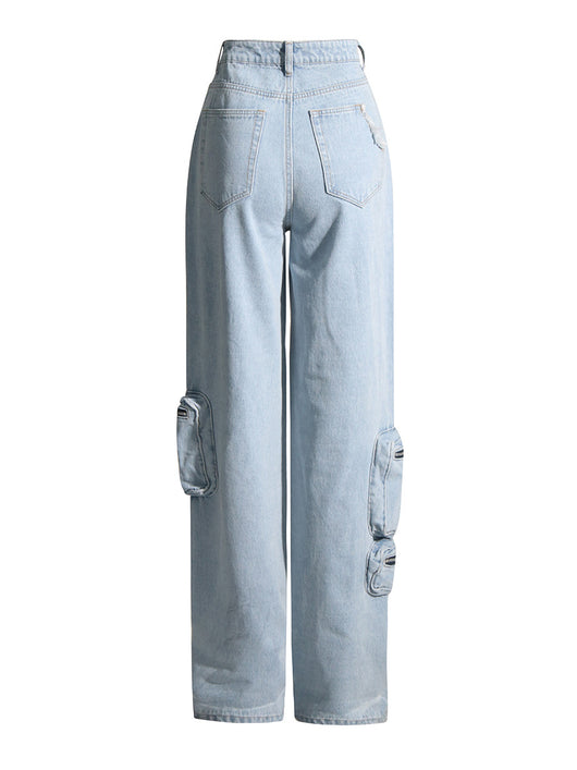 Jeans Vintage Azul Claro Talle Alto con Detalles de Trabajo para Mujer - Image 2