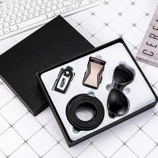 Estuche Premium de Accesorios Ejecutivos para Hombre: Cinturón, Cartera, Reloj y Bolígrafo