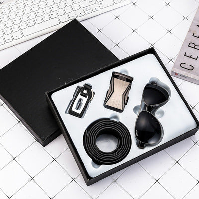 Estuche Premium de Accesorios Ejecutivos para Hombre: Cinturón, Cartera, Reloj y Bolígrafo