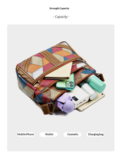 Bolso Bandolera Multicolor con Diseño de Parches Geométricos - Image 11