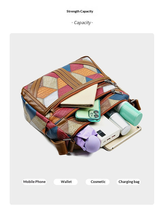 Bolso Bandolera Multicolor con Diseño de Parches Geométricos - Image 11
