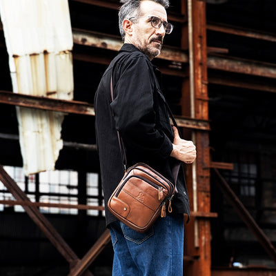Bolsa Bandolera de Cuero Genuino para Hombre - Diseño Minimalista - Image 6