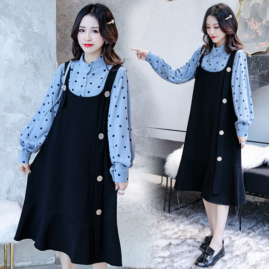 Vestido Premamá Dos Piezas con Blusa Reductora y Tirantes