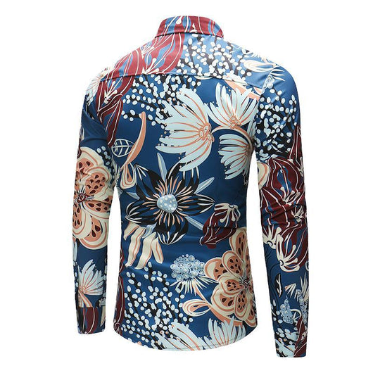 Camisa de Manga Larga con Estampado Acuático para Hombre - Image 6