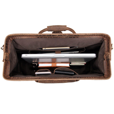 Bolsa de Viaje de Cuero con Patrón Europeo para Hombre - Image 5