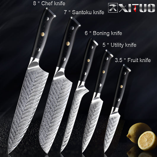 Juego de Cuchillos Damasco para Filetear con Patrón de Espina de Pescado - Image 5