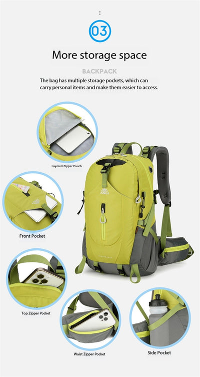 Mochila de Trekking AZELA Electron 40L - Blanco y Azul Marino para Senderismo y Viajes - Image 30