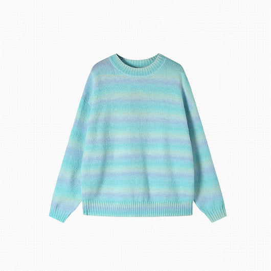 Suéter Retro de Rayas Arcoíris Degradado para Mujer - Image 12