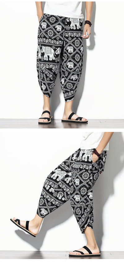 Pantalones Baggy de Algodón y Lino con Estampado - Corte Suelto y Cómodo - Image 16