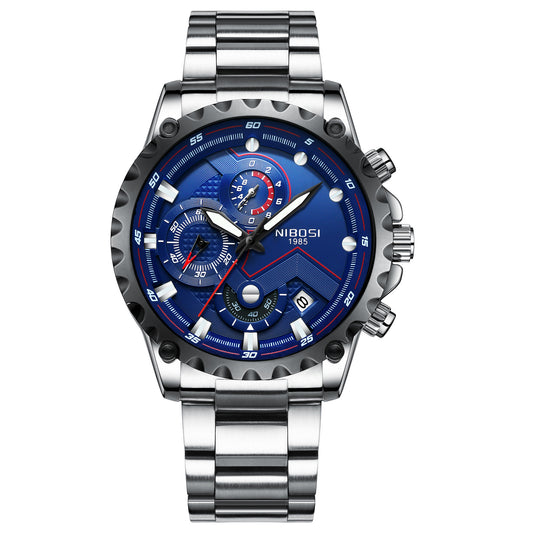 Reloj de Cuarzo NIBOSI Tres Esferas Seis Agujas - Diseño Deportivo Multifunción