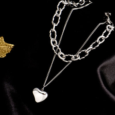 Cadena Doble Clavícula Acero Titanio - Amor Eterno - Image 5