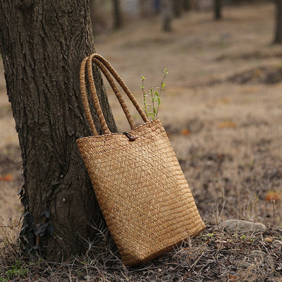 Bolsa de Playa Tejida en Paja - Estilo Minimalista Japonés - Image 4