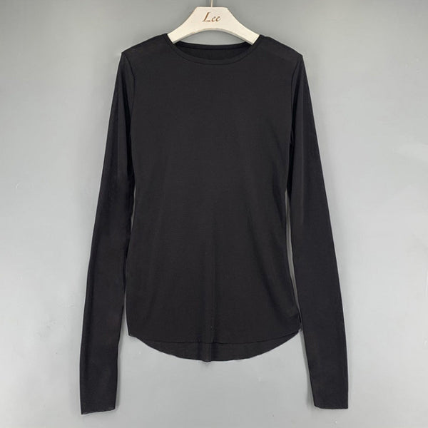 Blusa Semitransparente de Manga Larga en Colores Sólidos