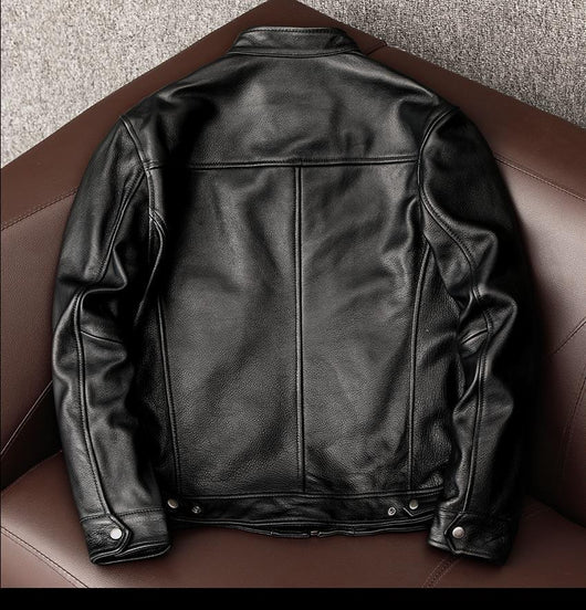 Chaqueta de Cuero para Hombre con Cuello Alzado - Estilo Juvenil - Image 10