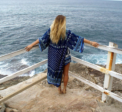 Kimono Boho de Gasa Floral Vintage - Cárdigan Suelto Playero y Protector Solar - Image 2