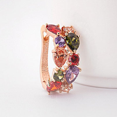 Juego de Joyas Floral Oro Rosa con Zirconia Cúbica Multicolor - Image 4
