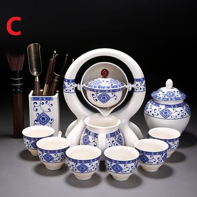 Juego de Tetera y Tazas de Cerámica Azul y Blanco - Image 9