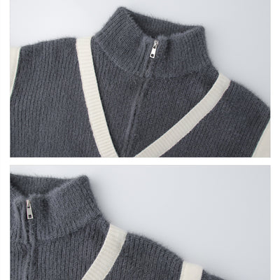 Suéter Tejido de Mohair para Hombre - Cuello Polo Suelto Invierno - Image 18
