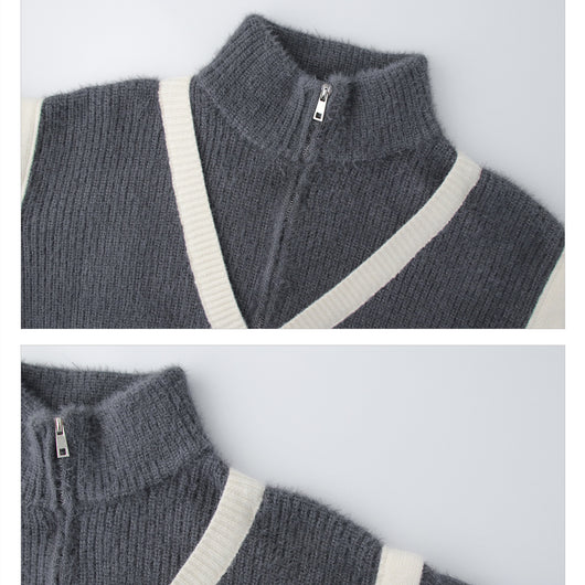 Suéter Tejido de Mohair para Hombre - Cuello Polo Suelto Invierno - Image 18
