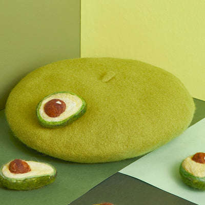Boina de Lana Felt con Diseño Frutal Extravagante para Otoño e Invierno - Image 6