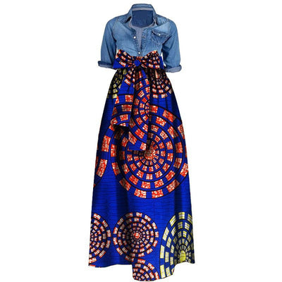 Falda Larga de Algodón 100% con Estampado Batik Africano para Mujer - Image 11