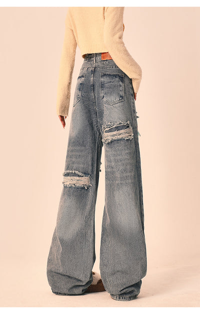 Pantalones Vaqueros Rotos Oversized de Pierna Recta Ancha para Mujer - Image 12