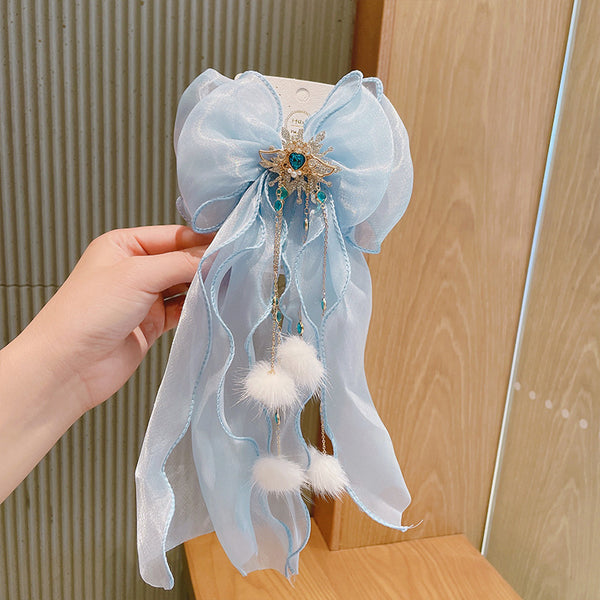 Diadema Infantil con Moño de Cinta Hielo y Nieve