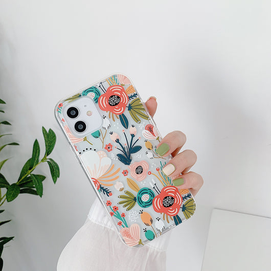 Funda Transparente Bicolor con Flores Pintadas para Móvil - Image 9