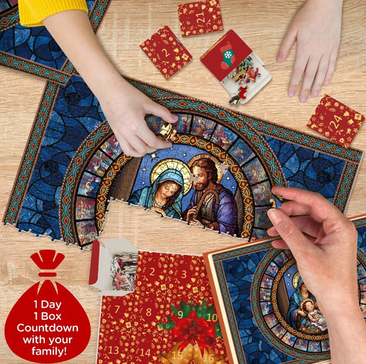 Calendario de Adviento Navideño con Puzzle de Papel