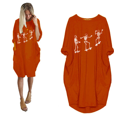 Vestido Holgado de Manga Larga con Estampado Temático y Bolsillos - Image 28
