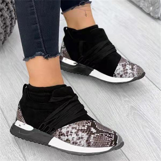 Tenis Casuales para Mujer con Estampado de Serpiente y Cordones