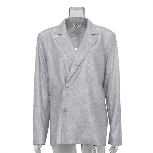 Traje de Noche Brillante con Chaqueta Glitter, Pantalón Slim Cintura Alta y Camisola - Image 3