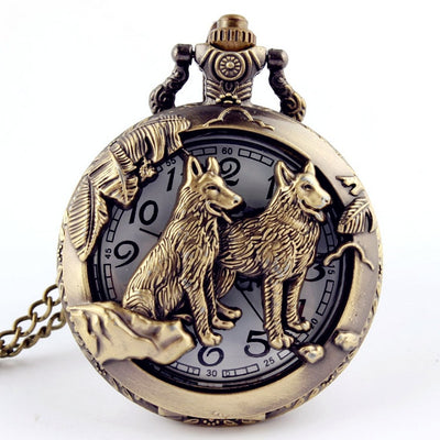 Reloj de Bolsillo Vintage con Cadena de Animales