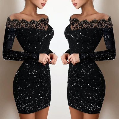 Vestido Bodycon de Encaje y Lentejuelas Brillantes - Image 9
